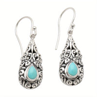 Zilveren vintage druppeloorbellen met turquoise