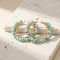 Balancing Amazonite Hoop Earrings