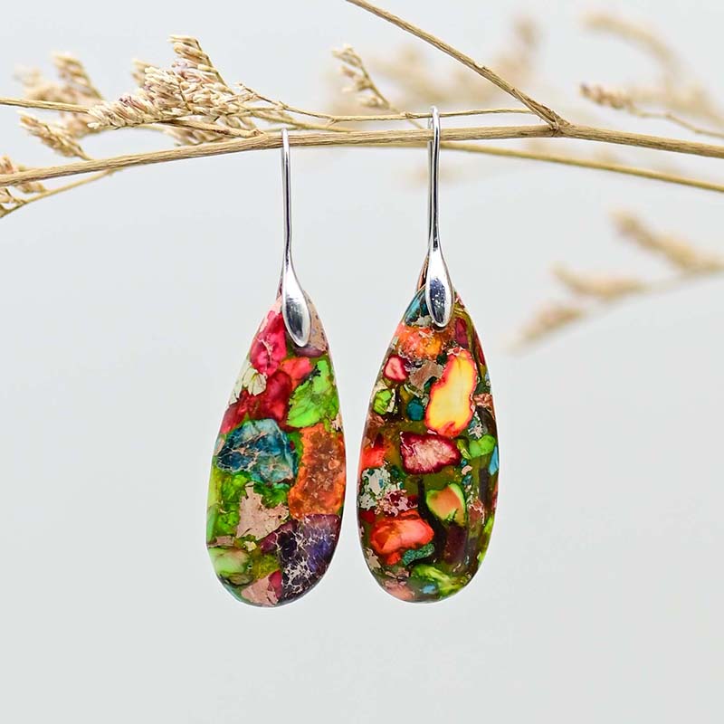 Decisive Jasper Earrings Silver-colored