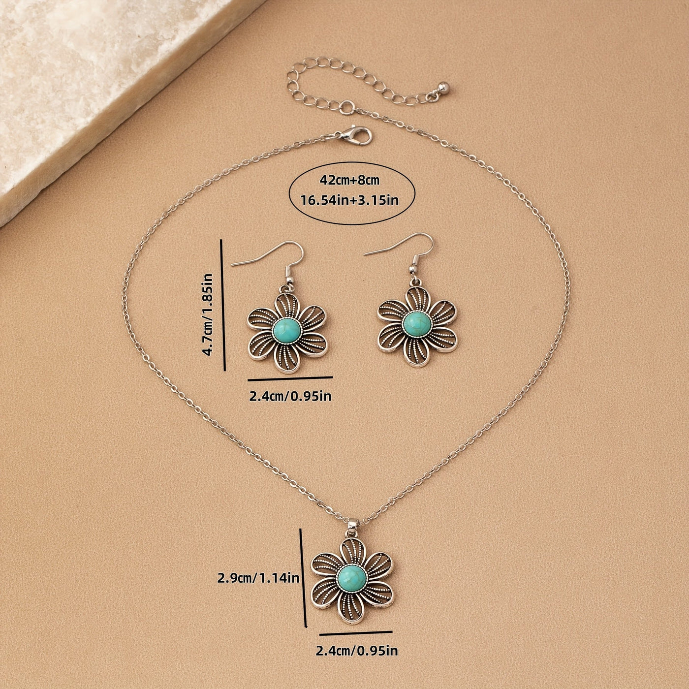 Zilveren vintage oorbellen met ovale turquoise
