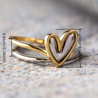 Tweekleurige gouden en zilveren ring met hart