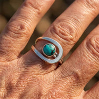 Zilveren minimalistische ring met turquoise