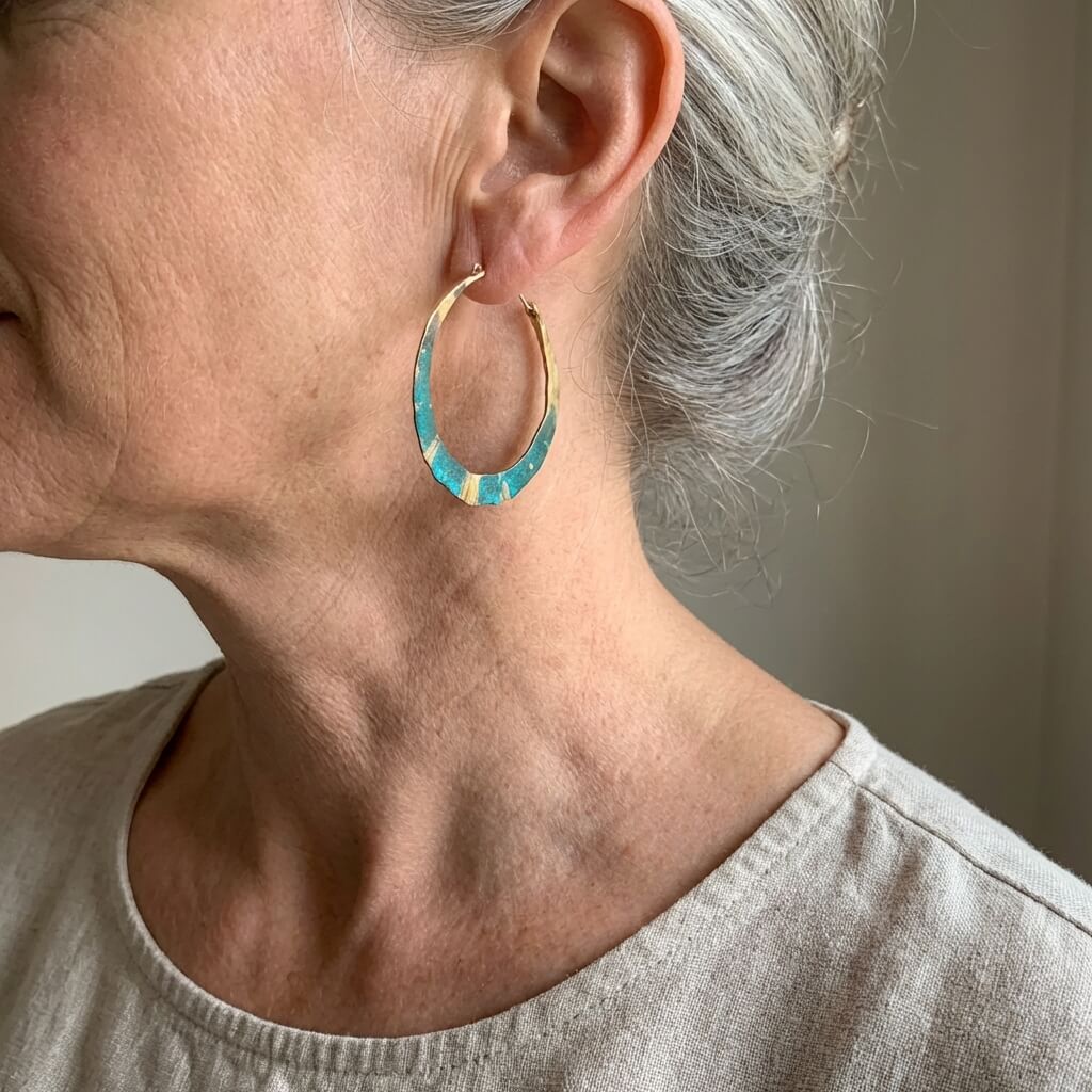 Bohemian oorbellen met blauwe kraal en leren detail