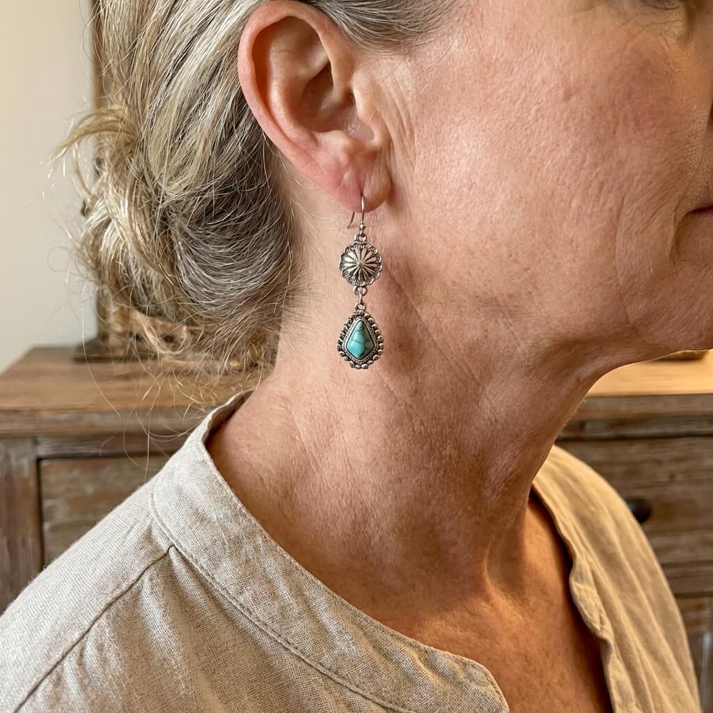 Zilveren ring met turquoise bloemcluster