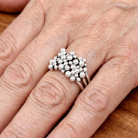 Zilveren bohemian ring met bolletjescluster