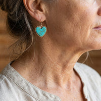 Gouden oorbellen met turquoise hart