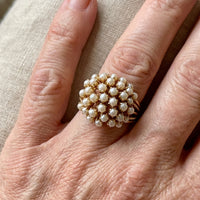 Vintage gouden ring met cluster van witte parels