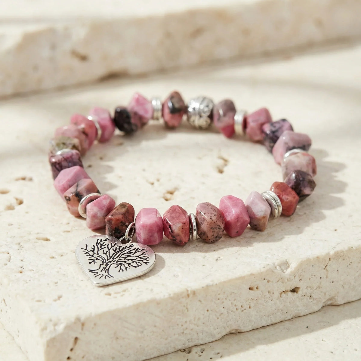 Tree of Life Rhodonite Bracelet