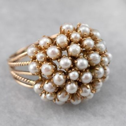 Gouden vintage ring met ingelegde parels
