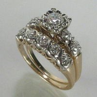 Vintage gouden bruidsringenset met zirkonia