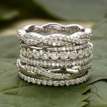 Zilveren gelaagde ringenset met zirkonia