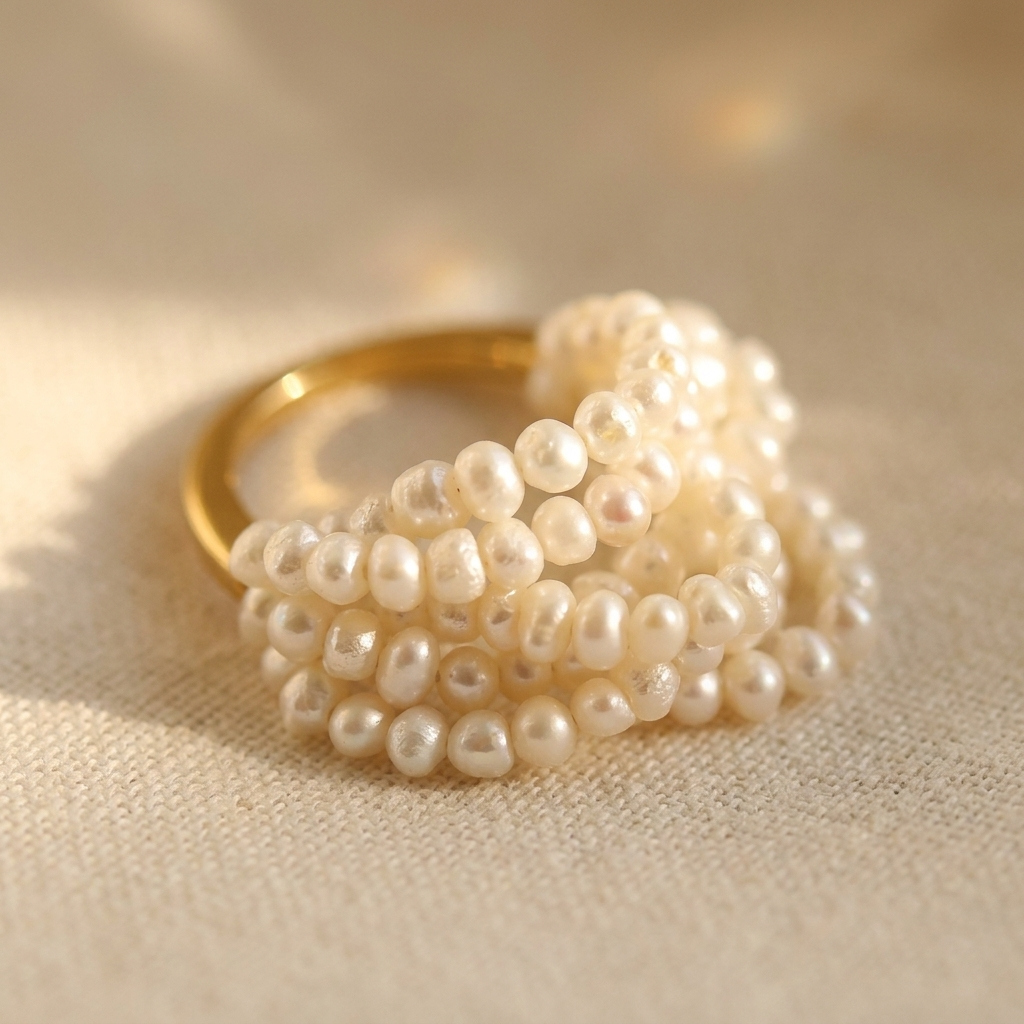 Gouden ring met cluster zoetwaterparels
