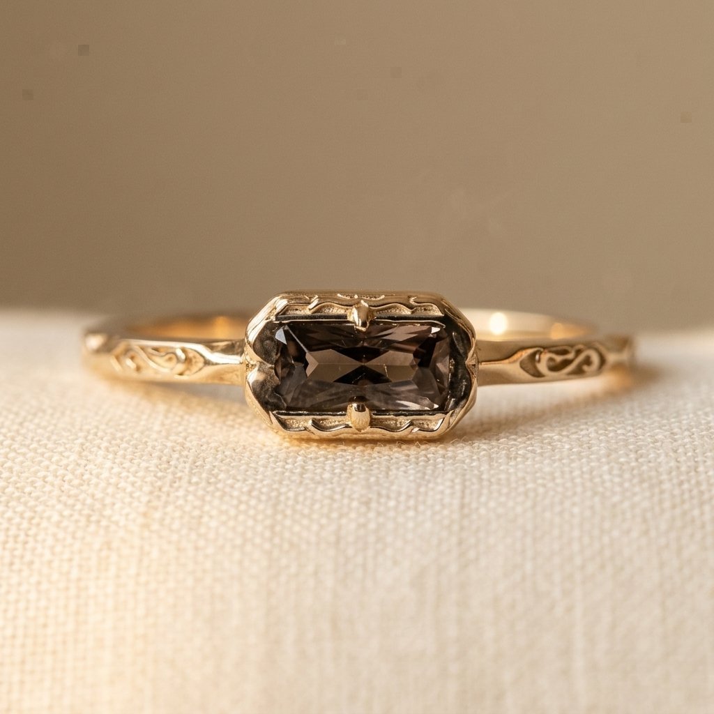 Roségoud ring met rookkwarts edelsteen