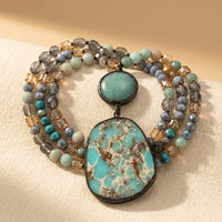 Bohemian armband met turquoise en natuursteen kralen