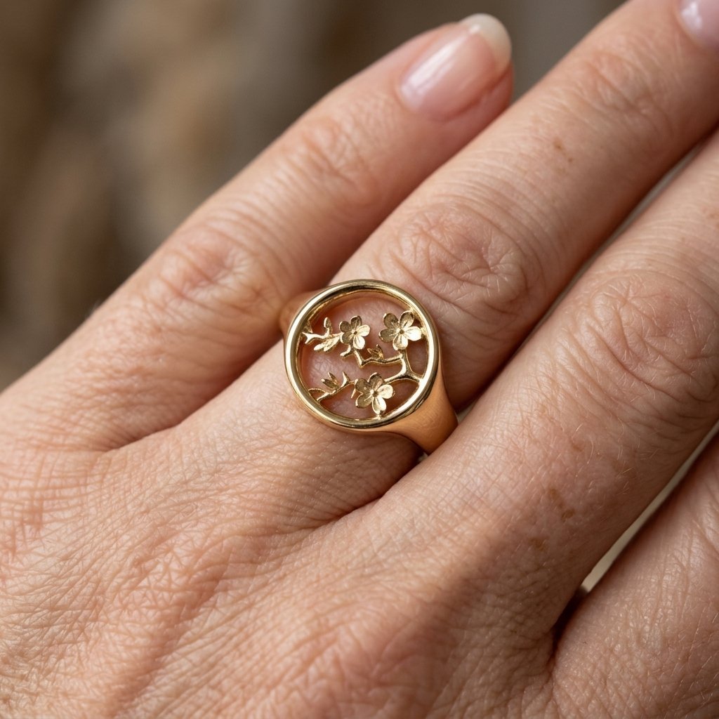 Gouden ring met groene edelsteen en kristallen halo