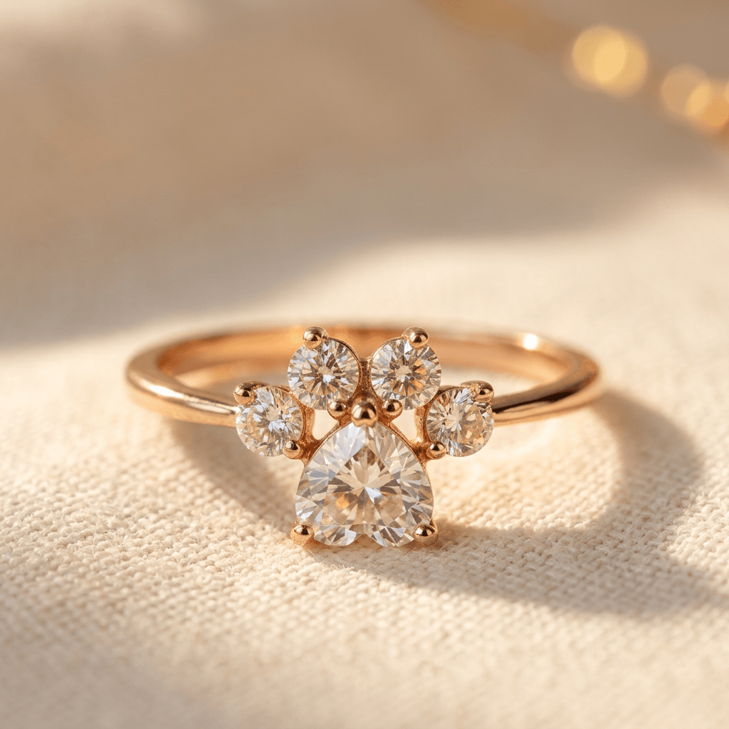 Roségouden ring met bloemvormige zirkonia cluster