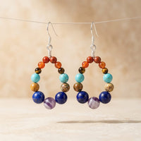 Chakra Natural Stone Bead Drop Earrings