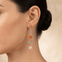 Colorful Natural Stone Gold Drop Earrings