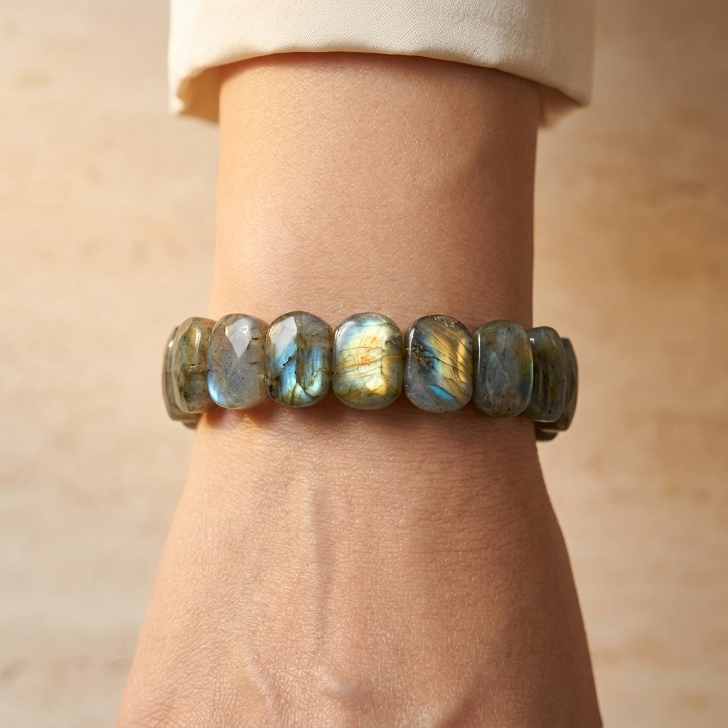 Labradorite Iridescent Oval Bead Bracelet