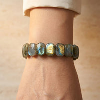 Labradorite Iridescent Oval Bead Bracelet