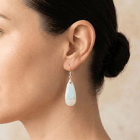 Natural Amazonite Silver Teardrop Earrings