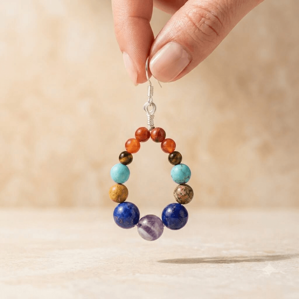 Chakra Natural Stone Bead Drop Earrings