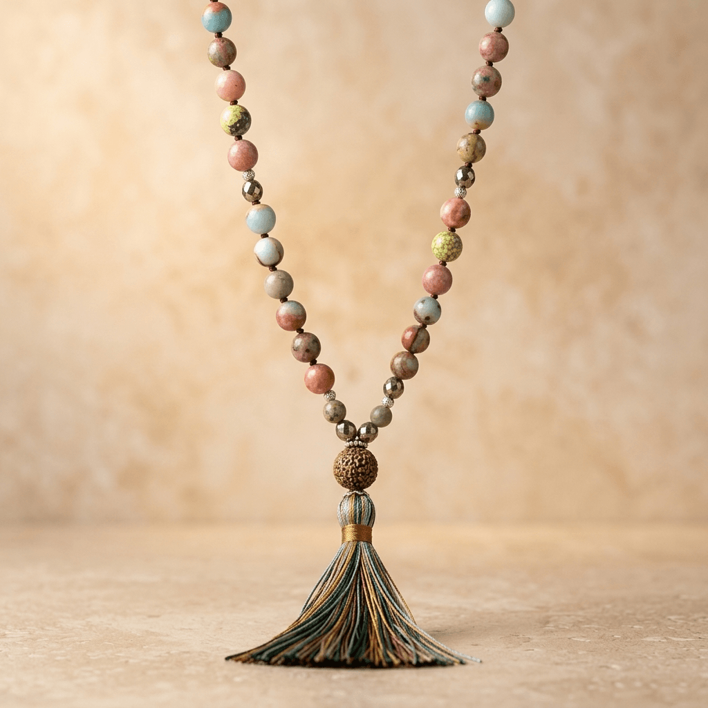 Natural Multicolor Gemstone Tassel Beaded Necklace