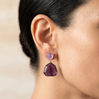 Natural Purple Amethyst Rose Gold Drop Earrings