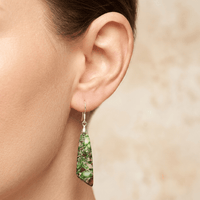 Green Jasper Silver Teardrop Drop Earrings