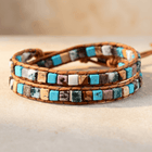 Natural Jasper Leather Wrap Bracelet