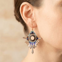 Ethnic Gold Crystal Beaded Dangle Earrings