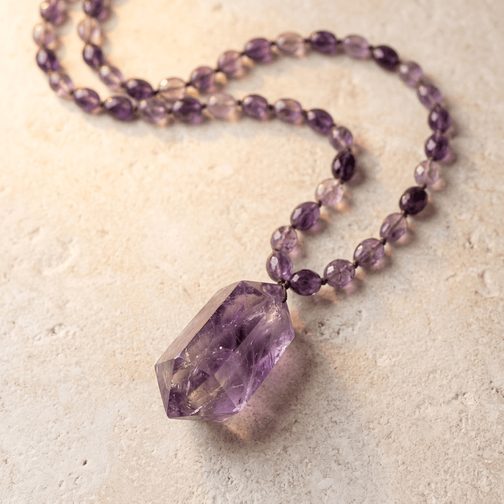 Natural Amethyst Point Pendant Necklace