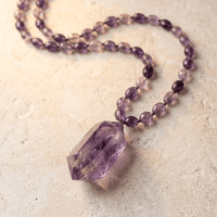 Natural Amethyst Point Pendant Necklace