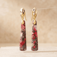 Handmade Gold Pink Imperial Jasper Drop Earrings