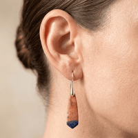 Terracotta Blue Jasper Stone Dangle Earrings