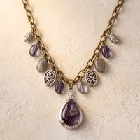 Antique Amethyst Teardrop Silver Chain Necklace