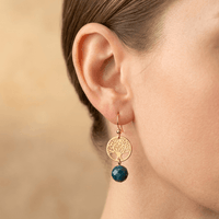 Gold Tree Of Life Blue Apatite Drop Earrings