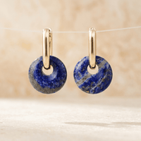 Natural Lapis Lazuli Gold Hoop Earrings