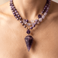 Amethyst Purple Jasper Gold Beaded Necklace