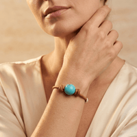 Turquoise Leather Adjustable Bead Bracelet