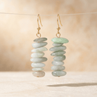 Natural Green Jade Stacked Drop Earrings