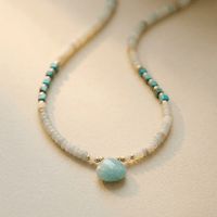 Amazonite Turquoise Gold Bead Necklace