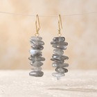 Natural Labradorite Gold Stacked Drop Earrings