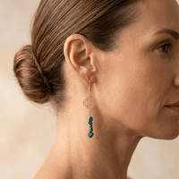 Natural Chrysocolla Gold Chakra Drop Earrings
