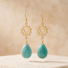 Spiritual Chakra Gold Amazonite Drop Earrings