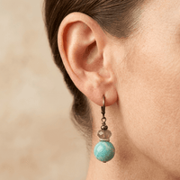 Turquoise Amazonite Bronze Lever Back Earrings