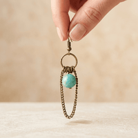 Turquoise Amazonite Bronze Chain Chandelier Earrings