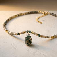 Natural Labradorite African Turquoise Teardrop Necklace