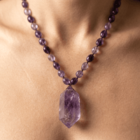 Natural Amethyst Point Pendant Necklace
