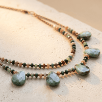 Natural Agate Teardrop Beaded Layered Necklace
